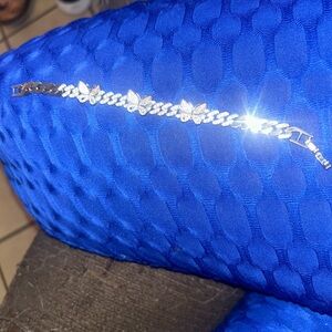 Butterfly sterling silver 925 6-8” adjustable bracelet (moissanite)